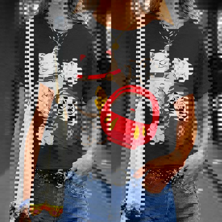 招き猫 招き猫だるま カワイイ Tシャツ 彼女への贈り物