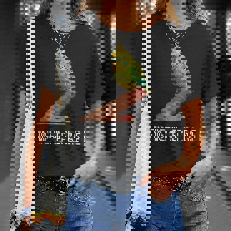 指の上のセキセイインコ 楽しいインコ セキセイインコ 鳥好きのギフト Tシャツ 彼女への贈り物