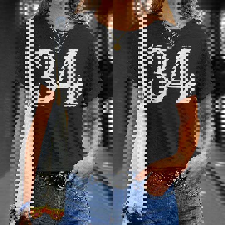 数字 34インチ ホワイト 大 太字 アメリカンウエストスタイル フォント Tシャツ 彼女への贈り物