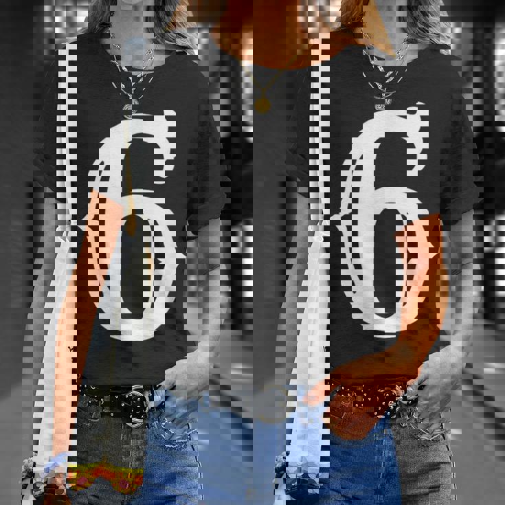 数字 6 インチ 白 大 太字 アメリカ 西部 スタイル フォント Tシャツ 彼女への贈り物