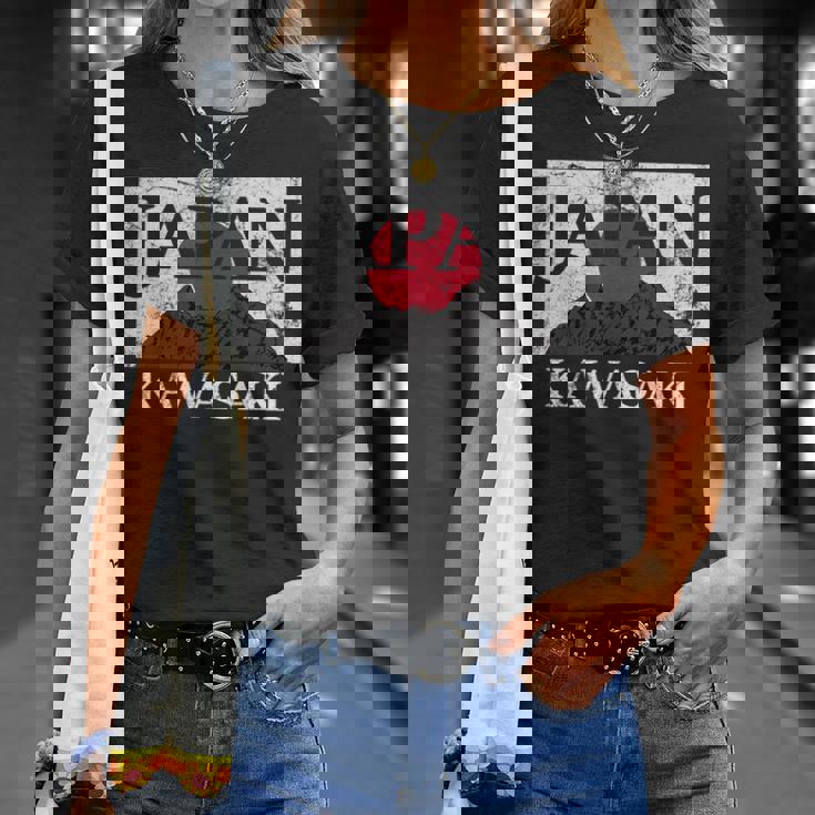 日本 カワサキ 富士山 旗 Tシャツ 彼女への贈り物