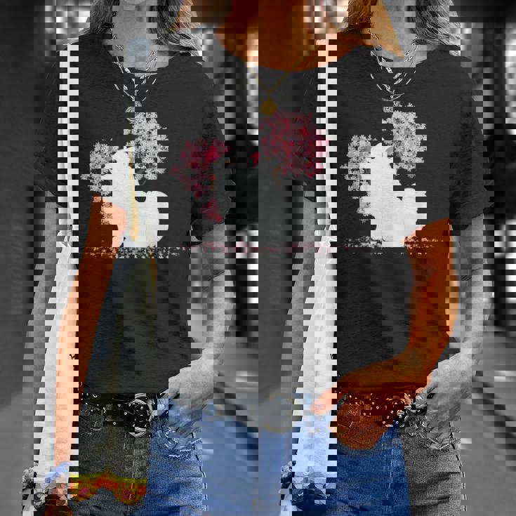 日本のかわいいさくら 桜 ジャパニーズスピッツ犬 Tシャツ 彼女への贈り物