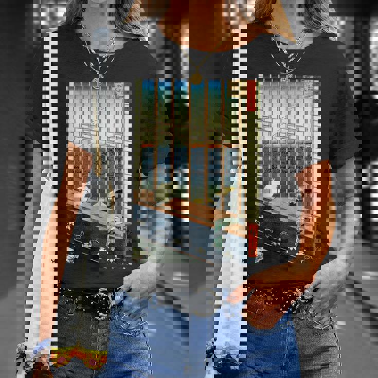 日本のヴィンテージアート 日本美術 浮世絵 日本の 多色刷 木版画 ネコ 猫 富士山 歌川 広重 Tシャツ 彼女への贈り物