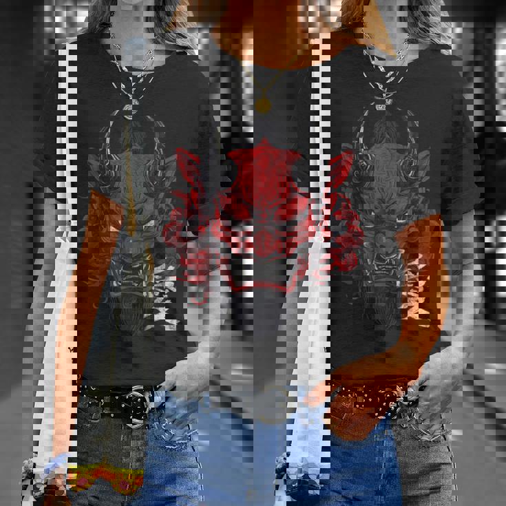 日本の伝統的な鬼の仮面日本の漢字アート Tシャツ 彼女への贈り物