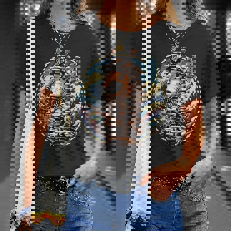 日本の侍カピバラのタトゥー、かわいい忍者カピバラ Tシャツ 彼女への贈り物