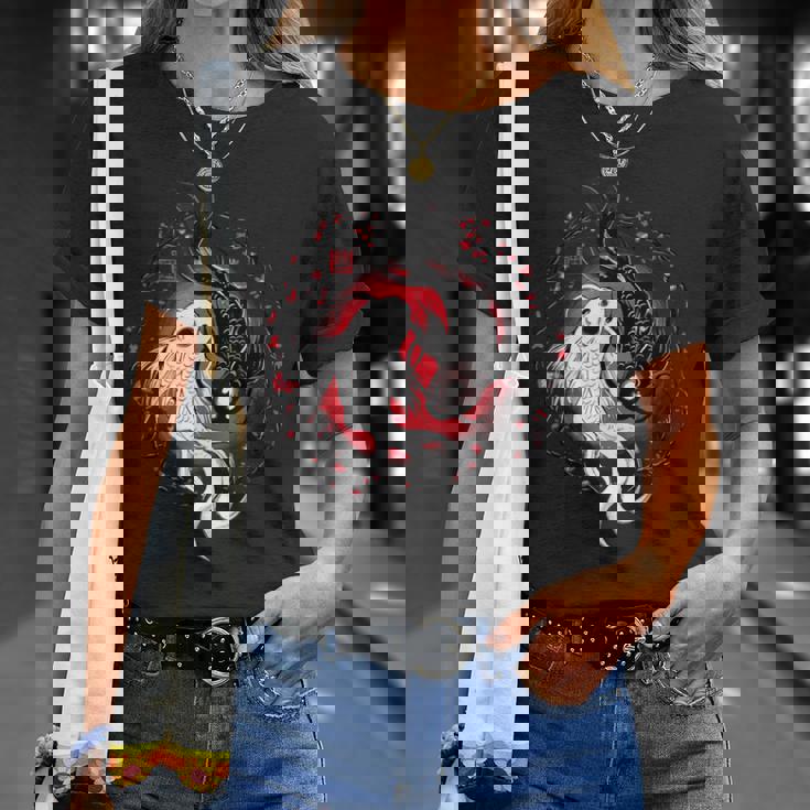 日本の陰陽鯉のアート。 Tシャツ 彼女への贈り物