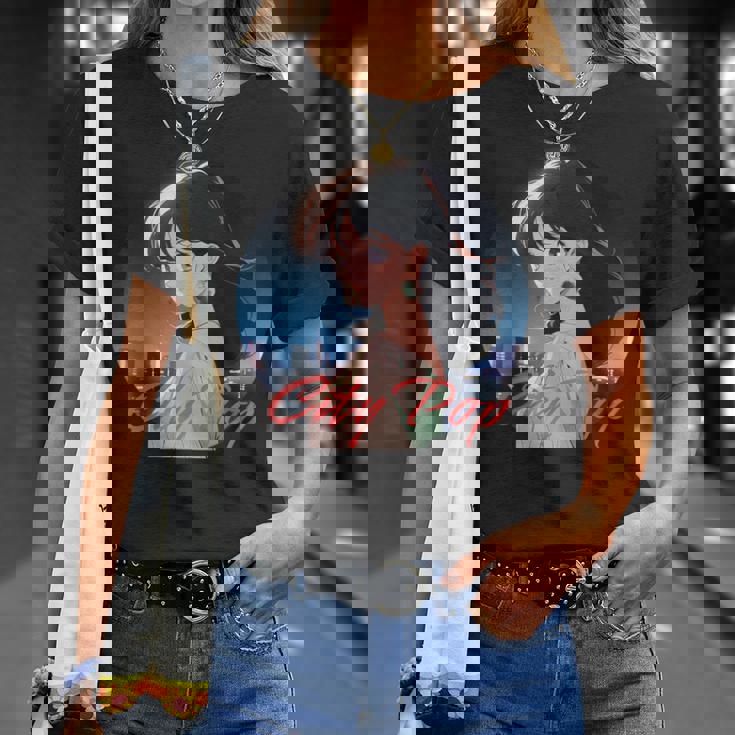 日本アニメ風 シティポップガール Tシャツ 彼女への贈り物