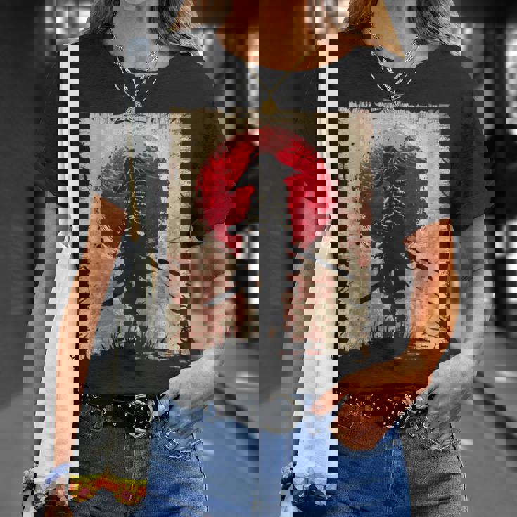 日本アート サムライ ビンテージ ファイター レトロデザイン Tシャツ 彼女への贈り物