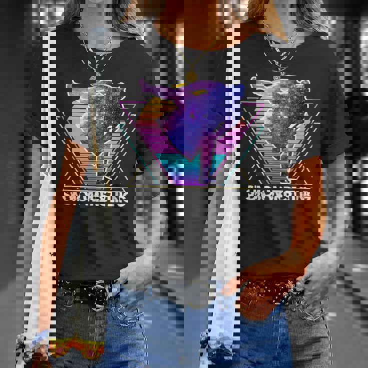 日本相撲 レトロベイパーウェイブ90s 相撲リンガー Tシャツ 彼女への贈り物