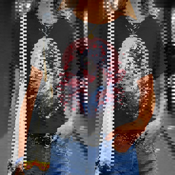 日本美術 浮世絵 アニメ 芸者 桜 富士山 Tシャツ 彼女への贈り物