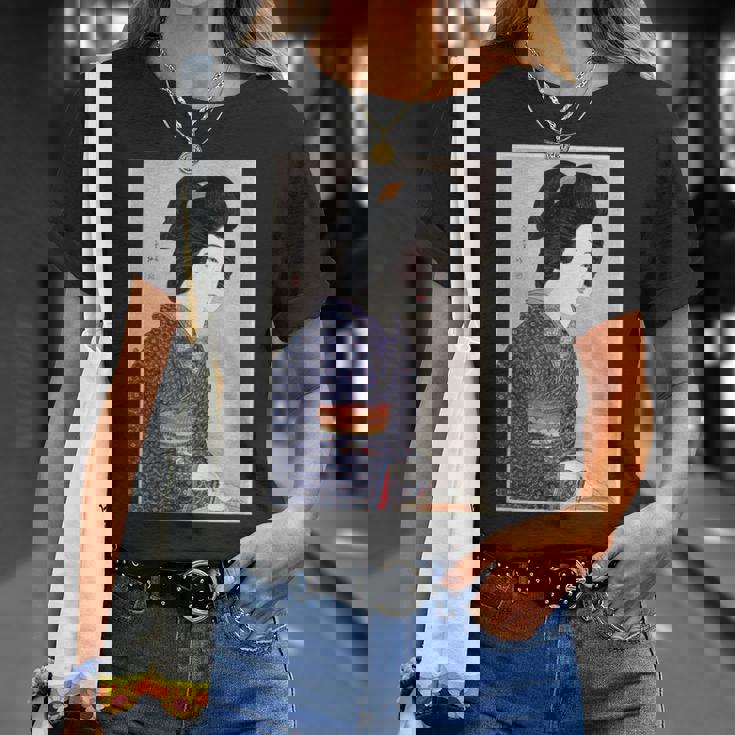 日本美術 芸者 日本木版 新版画美人画 Tシャツ 彼女への贈り物