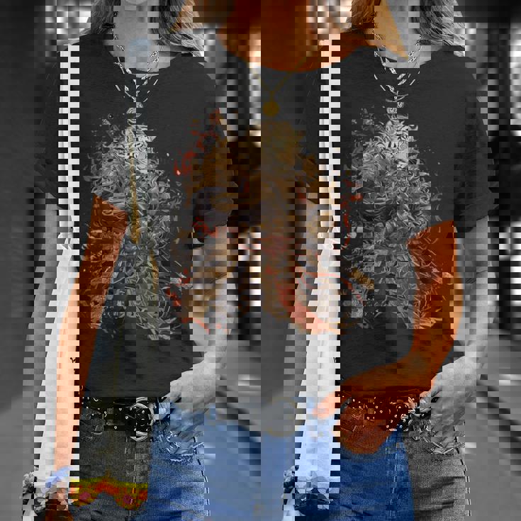 日本美術 虎 忍者 浮世絵 アニメ風 侍 虎 Tシャツ 彼女への贈り物