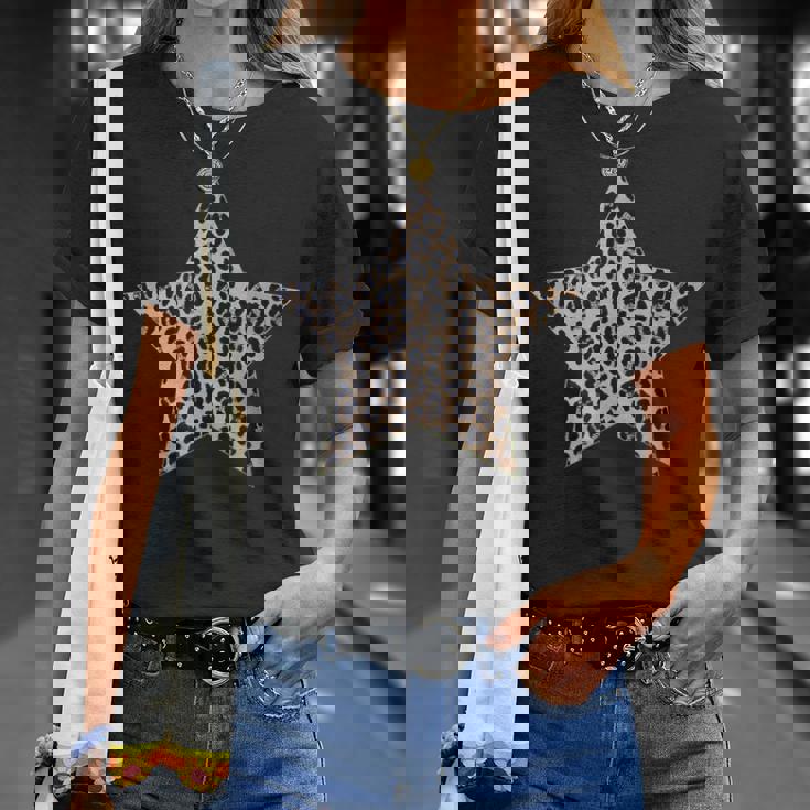 星型 かわいいチーターヒョウ柄グラフィック。 Tシャツ 彼女への贈り物