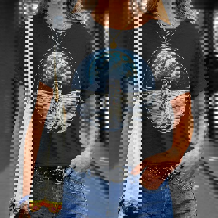 月面着陸 地球 グラフィック Tシャツ 彼女への贈り物