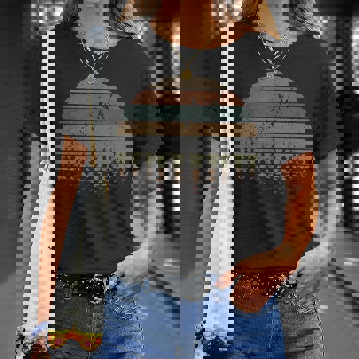 木 屋外 自然 鳥 レトロ 森 Tシャツ 彼女への贈り物