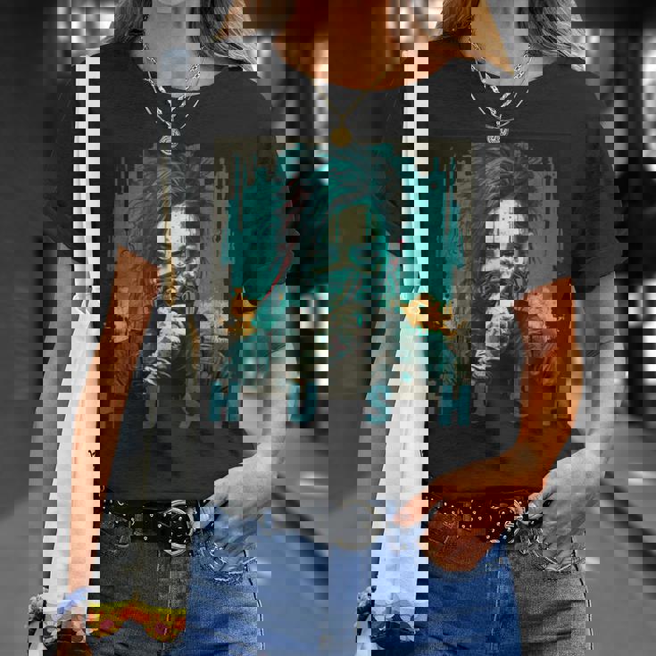 未来的なデザインを見せるサイバーパンクガール Tシャツ 彼女への贈り物