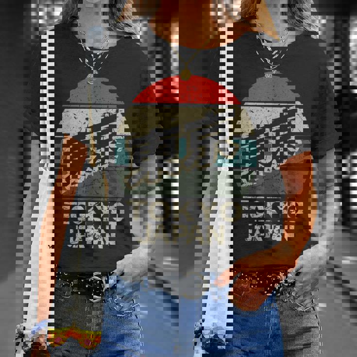 東京ジャパン 漢字 円形 レトロ サンセット Tシャツ 彼女への贈り物