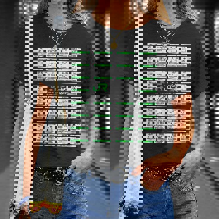 東京山手線全駅標識 Tシャツ 彼女への贈り物