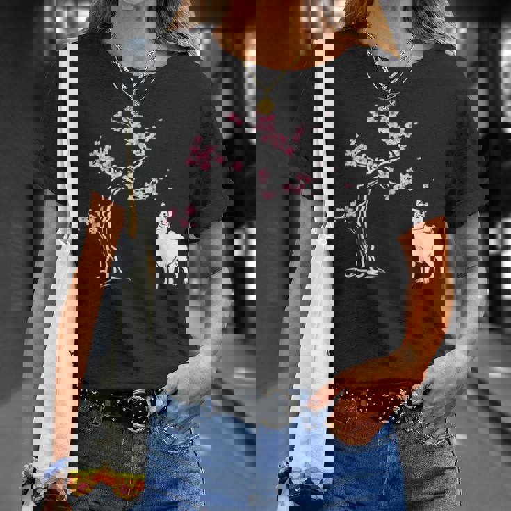 柴犬の桜hiba Inu Japanese Cherry Blossomakura Tシャツ 彼女への贈り物