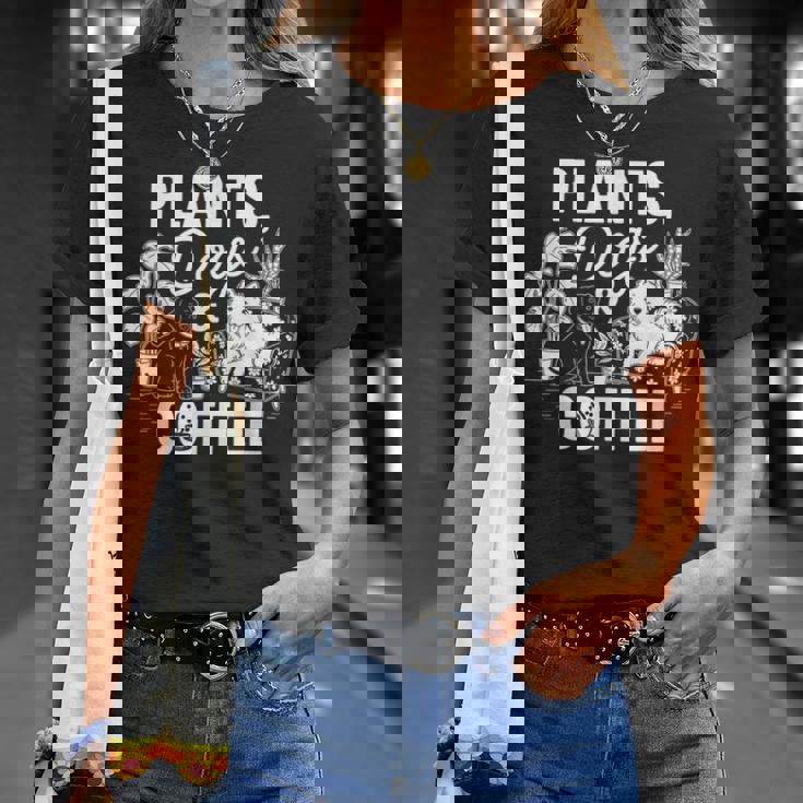 植物 犬 コーヒー おもしろ ガーデニング 犬好き ギフト Tシャツ 彼女への贈り物