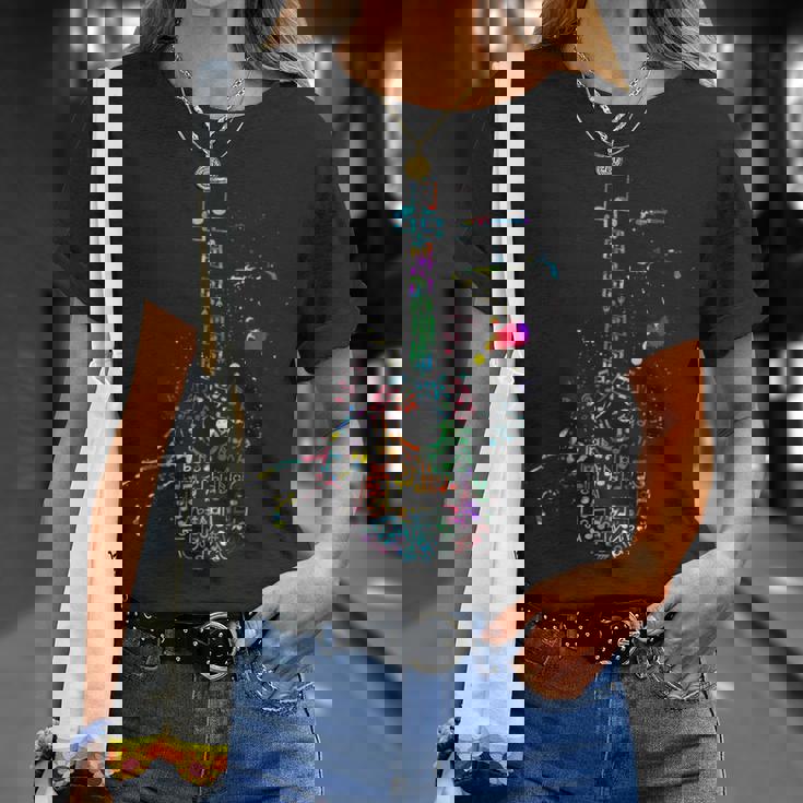 楽譜付きアコースティックギター、ギタリスト Tシャツ 彼女への贈り物