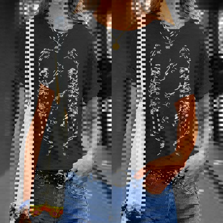 死の舞踏スケルトンtシャツスカルハロウィーンのダンス Tシャツ 彼女への贈り物