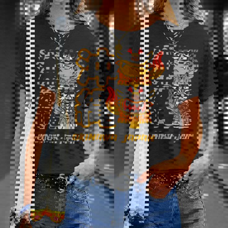 沖縄ジャパン シーサーガーディアンライオンズ 沖縄 日本語漢字 Tシャツ 彼女への贈り物