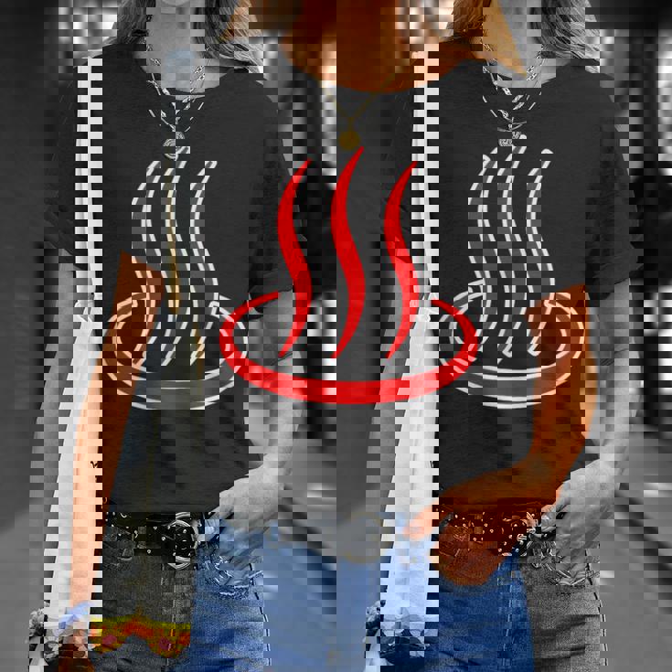 温泉マーク・赤 レッド（アイラブ 温泉／お風呂 大好き）銭湯 記号 お土産 旅行 メッセージ・面白 Tシャツ 彼女への贈り物