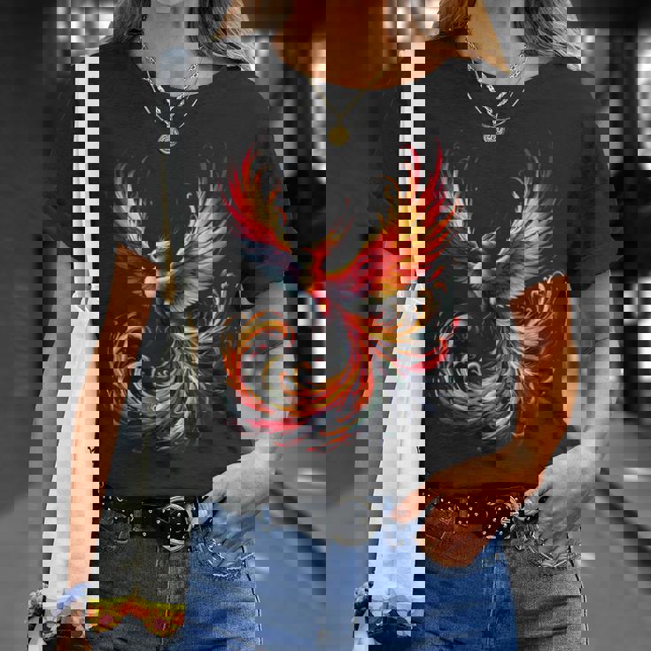 火の鳥 不死鳥 神話上の鳥 立ち上がり 再び生まれる 灰 長袖tシャツ Tシャツ 彼女への贈り物