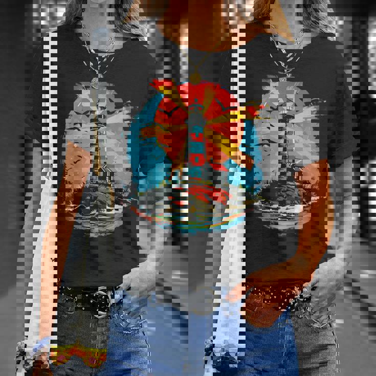 灯台 シーサイド ハウス セーリング 海 ビーチ ボート Tシャツ 彼女への贈り物