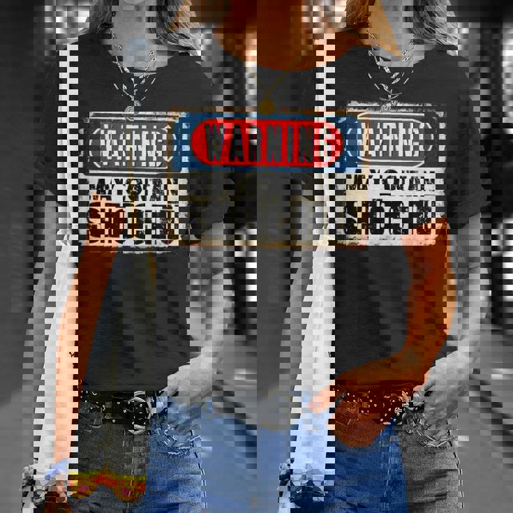 焼酎日本酒面白い警告サインが含まれている可能性があります Tシャツ 彼女への贈り物