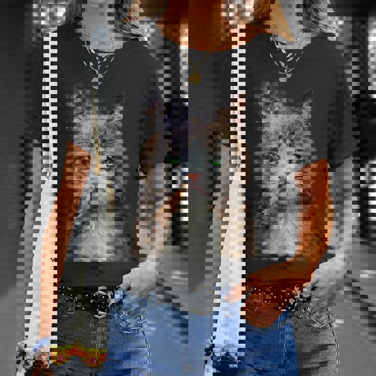 煙草を吸うネコ 猫 たばこ ねこ Tシャツ 彼女への贈り物