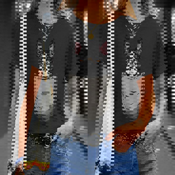 犬 365 ボストンテリア 犬 ポケット入り 犬好きのギフト Tシャツ 彼女への贈り物