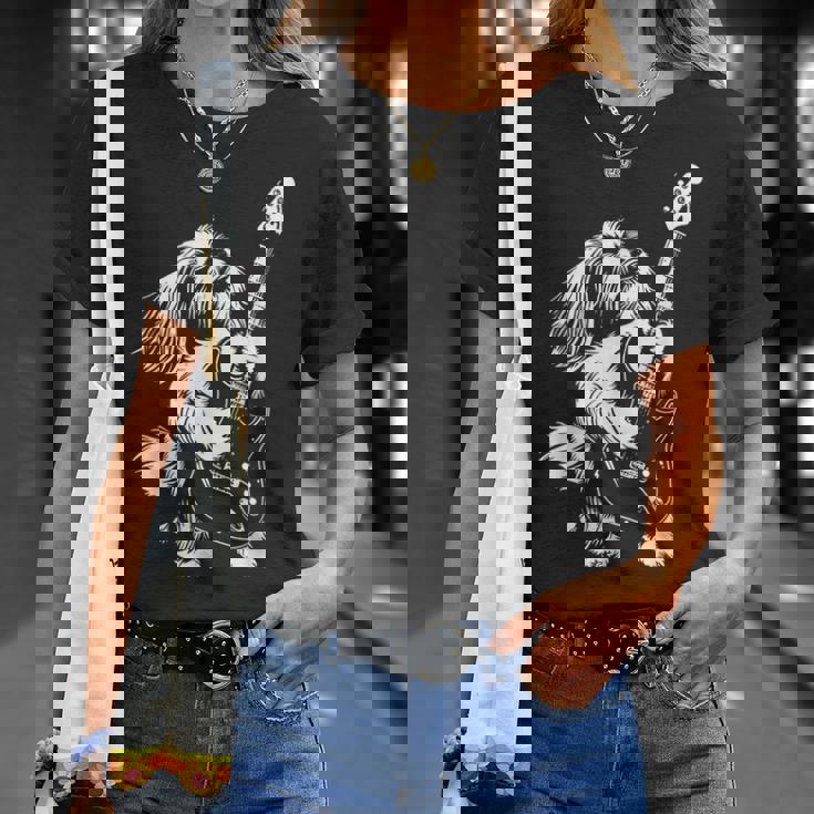 犬 ギタリスト ギター シーズー Dad Mom Tシャツ 彼女への贈り物