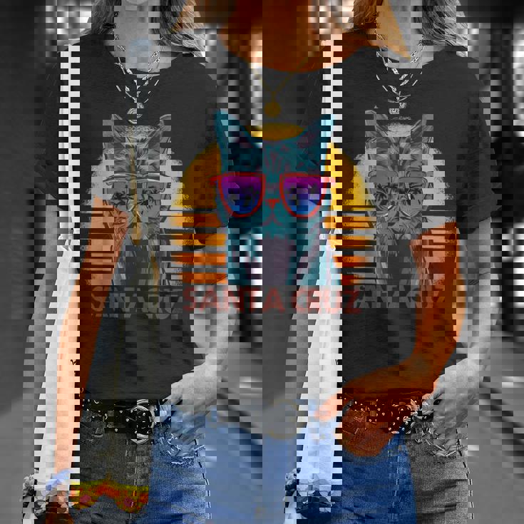 猫 ねこねこ サンタクルーズ カリフォルニア州 レトロ Tシャツ 彼女への贈り物