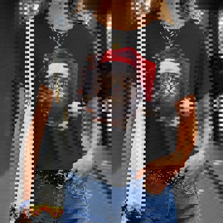 猫 クリスマス クリスマスパーティー Tシャツ 彼女への贈り物