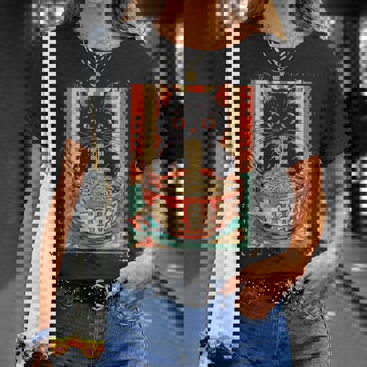 猫 ラーメン ヌードル 日本アニメ 漫画 ラーメン カワイイ 猫 Tシャツ 彼女への贈り物