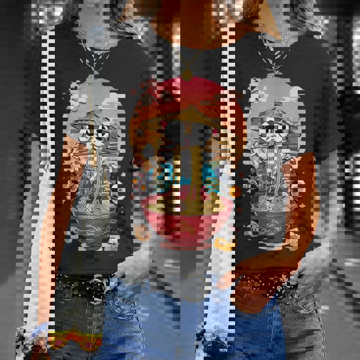 猫 ラーメン 日本語 面白い グラフィック カワイイ 猫 アニメ 恋人 Tシャツ 彼女への贈り物