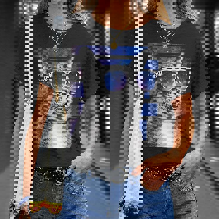 猫 宇宙 メガネ ギャラクシー サングラス おもしろい 猫 ミーム Tシャツ 彼女への贈り物