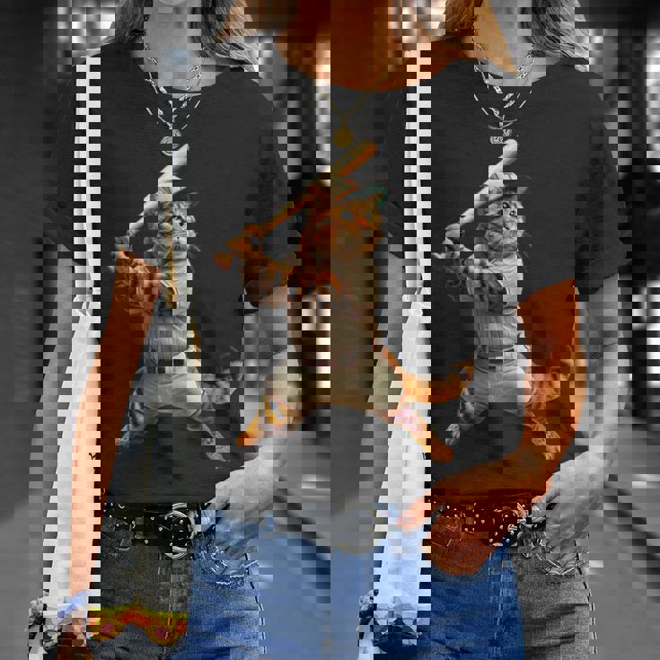 猫 面白いtシャツ 野球 ネコ ベースボール おもしろ 服 ネタ メンズ 野球部 おもしろグッズ 大人 子供 Tシャツ 彼女への贈り物