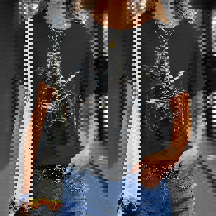 猫がドラムを叩く Tシャツ 彼女への贈り物