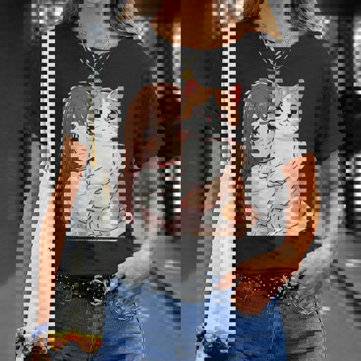 猫と少女 Cat And Girl Tシャツ 彼女への贈り物