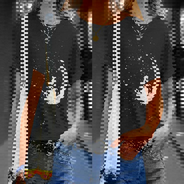 猫の家族 月の絵柄 メンズ レディース 子供 Tシャツ 彼女への贈り物