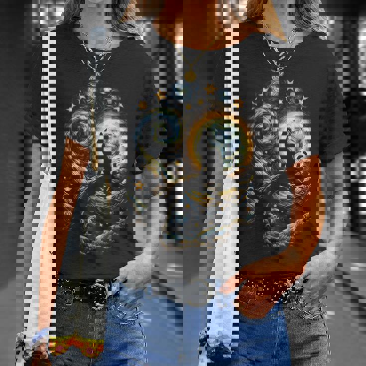 猫の星月夜 猫ヴァン・ゴッホ キャットアート キッズメンズ面白い猫 猫 Tシャツ 彼女への贈り物