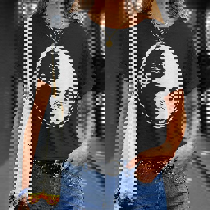 猫の陰陽相互接続 Tシャツ 彼女への贈り物