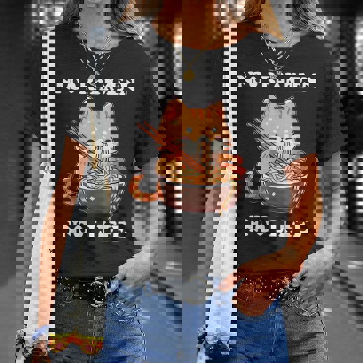 猫ノーラーメンノーライフ ラーメン好き ラーメンオタク ラーメン 面白い ネタ ごはん 飯 麺 Tシャツ 彼女への贈り物