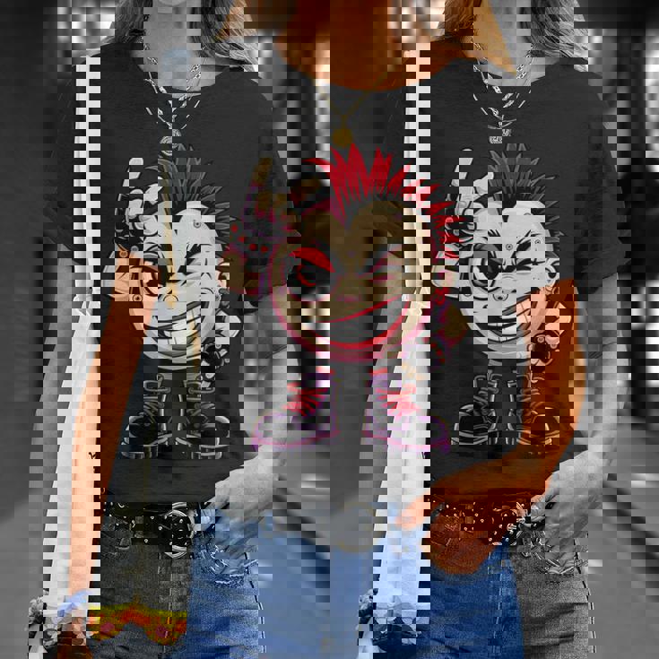 生意気なパンクロックロッカー イロとブーツ付き 面白いパンク Tシャツ 彼女への贈り物