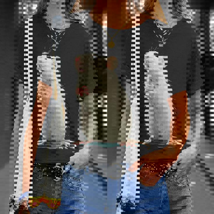 白いネズミが好きな人のための面白い見た目の白いネズミ Tシャツ 彼女への贈り物