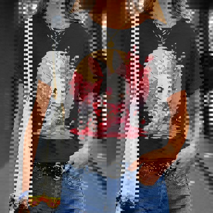 白うさぎの春のさくらアドベンチャー Tシャツ 彼女への贈り物