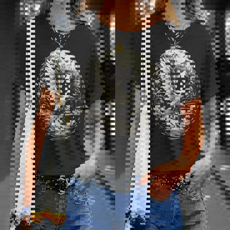 白鷺シーンのグラフィック アート デザイン Tシャツ 彼女への贈り物